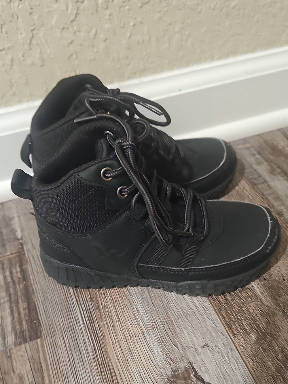 Kids Black Lace-Up Ankle Boots for Active Play